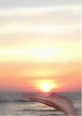 Foto Sonnenuntergang auf Hand